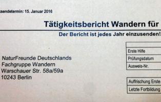 Tätigkeitsbericht 2015 Fachgruppe Wandern